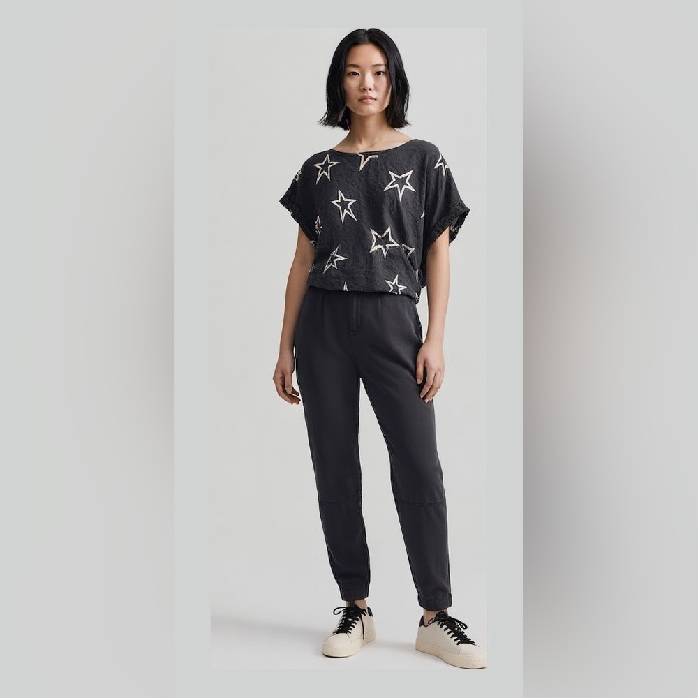 Buffalo David Bitton women’s black and cream star oversized shirt, size large